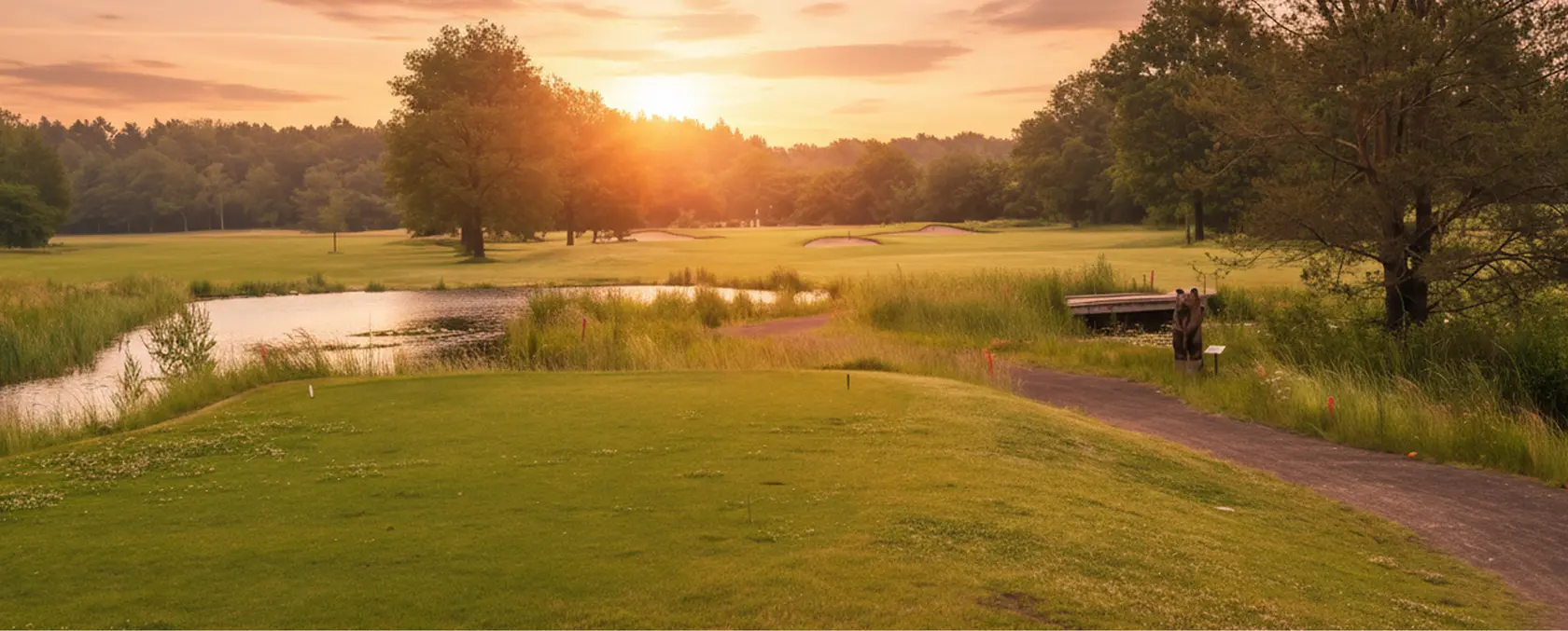 Golfbaan Havelte bij zonsondergang